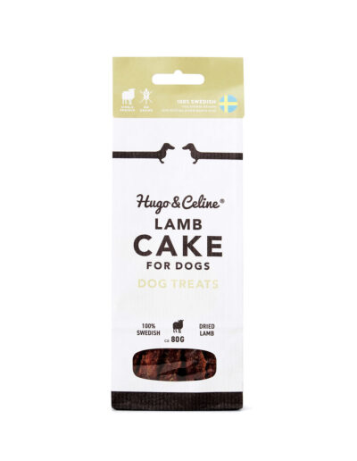 Lamb Cake torkat hundsnacks av svensk lammfärs från Hugo & Celine.